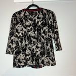 Christopher & Banks  Cardigan Full Zip Half 1/2 Sleeve Giraffe Zebra Size Medium Photo 4