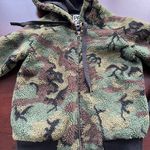 Pam & Gela Faux Sherpa Zip Hoodie in Army Camo Photo 3