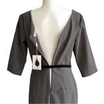 MUXXM Dress Gray Stretch Faux Wrap V Photo 6
