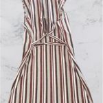 No Boundaries  Juniors Striped Button Down Waste Tie Mini Dress Cream Rust Large Photo 3