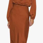 Elegant Brown Satin Dress Size M Photo 0
