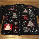 Erika  Black & Red Patterned Woman’s Holiday Sweater Size M Photo 0