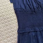 Tory Burch NWOT Smocked Shoulder-Tie Jumpsuit Size XS Navy Blue Photo 5