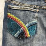 Sound Girl Women's Y2K Denim Mini Skirt Embroidered Pockets‎ Blue Jean Size 7/29 Photo 3