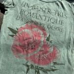 One World Romantic French Floral Graphic Tee Puff Sleeve Rhinestone Sz S Y2K Photo 4