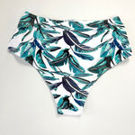 SheIn  Womens Bikini Bottom Size 0XL (12) High Rise Tropical Beachy Summer Blue‎ Photo 1