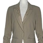 Studio JPR One Button Blazer Jacket M Beige Lace Collar Ruched Sleeves Pockets Tan Size M Photo 1