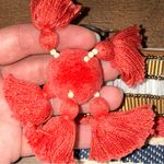 Loft Beaded Pom Pom Clutch Striped Canvas Clutch Photo 13