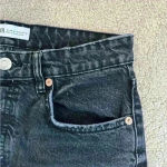 ZARA  black acid wash high rise mom boyfriend straight leg button front jeans Photo 4