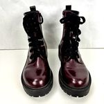 Madden Girl Womens Combat Boots Faux Leather burgundy Lace Up Zip Size 6M Photo 0