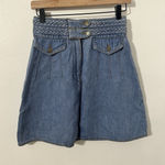 Free People  Denim Mini Skirt Blue Size 0 High Waist Button Front Pockets Photo 0