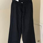 Serra  NWT Women's Black Linen Pants Elastic Waist Drawstring Size S Photo 0