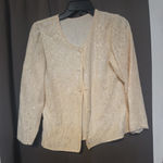 Floral Trim Vintage Cream Jacket, Romantic‎ Lace Blazer, Handmade Outerwear Size M Photo 0