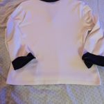 CHAPS  womens creme medium v-neck black collar knit top Photo 4