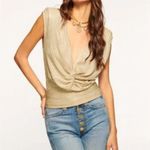 Ramy Brook NWT  Adley Gold Twist-Front Blouse Size 6 Metallic V-Neck $299 Photo 3
