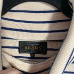Beams Japan Cream & Navy Striped Cotton Turtleneck Sweater Medium Cozy Quality Blue Photo 2