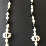 Handmade Faux White pearl Black beaded Necklace Photo 6