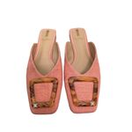 Sam Edelman  Coral Canvas Slip-On Mules with Tortoise Buckle – Size 6.5 Photo 1