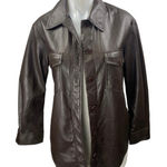 Aritzia Wilfred Women's Brown Faux Vegan Leather Button Long Sleeve Jacket 2XS Photo 0