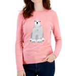 Tommy Hilfiger  Pink Women's Snowflake Polar Bear Long Sleeve Sweater Siz… Photo 0