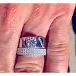 Boutique NEW 14k Gold Plated S925 Triple Row Eternity Diamond Wedding Ring, Size 7.5‎ Photo 13