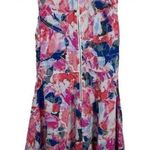 NYDJ Lana Floral Printed Fit and Flare Mini Dress in Pink/Blue Multi Size 4 Photo 6