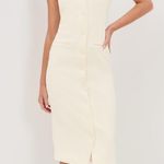 STAUD Cream Una Midi Dress White Photo 0