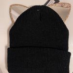 Brand New Embellished Kitty ears, with mirrors on reverse Black Beanie Photo 1