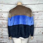 Architect NWT Size 3X Brown & Blue Colorblock Stripe Plush Velour Sweatshirt Top Photo 2