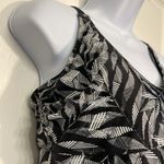 prAna  Margot Black White Tankini Leaves Cross-Back Swimsuit Size 40D EUC #2437 Photo 3