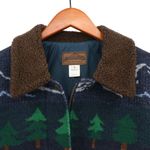 Pendleton Originals Vintage Wool Blanket Coat Cabin Bear Fish Sherpa Women's S Photo 2