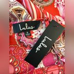 Lulus NWT  Whirlwind Red Multi Scarf Print Satin Maxi Dress Size Small‎ Photo 7