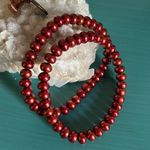 Multipack Cultured Freshwater Dyed Pearl Stretch Bracelets 4 Piece Set Red Photo 4
