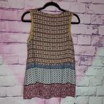 Anthropologie  RANNA GILL CROCHET TRIM BOLD BOHO PRINTED LONG LINE TANK TOP SMALL Photo 1