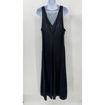 Vanity Fair Vintage 80s Long Black Nightgown Pink Embroidery Flowers Made in USA Photo 4