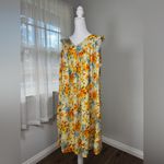 Vintage ‘70s Yellow, Orange & Blue Cap Sleeve V Photo 2