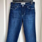Free People High Rise Clean Girlfriend Raw Hem Crop Jeans (Dark Wash) - 25 Photo 8