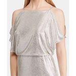 Ralph Lauren Lauren Metallic Knit Flutter Cold-Shoulder Maxi Evening Gown Photo 2