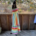 J. Marie Emery Adjustable Beaded Tie Strap Colorful Striped Midi Dress Size M Size M Photo 1