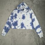 Wild Fable  Shirt Women Large Blue White Tie‎ Dye Crop Hoodie Casual Athleisure Photo 1