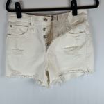 We The Free  White Distressed Denim Shorts Raw Hem Casual High‎ Rise Size 27 Photo 7