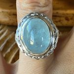 Natural Aquamarine Sterling Silver Cocktail Ring Size 6.75 Photo 0