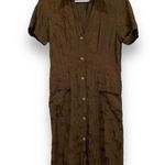 ZARA  Brown Animal Novelty Print Satin Dress Size Small Safari Collared Summer Photo 2