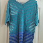 prAna  Ombre Teal Gray Blue Striped Dolman Blouse Size XL GUC #7992 Photo 5
