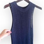Joie  Crochet Maxi Beach CoverUp Dress, Navy Blue side slits, sleeveless size S Photo 2
