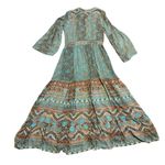 SweetSalt Long Length Bohemian Boho Maxi Dress Fall Colors Bell Sleeves Size 4 Blue Photo 7
