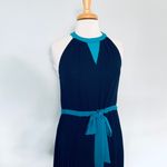 Max Studio Navy Blue Yellow Colorblock Maxi Dress Photo 5
