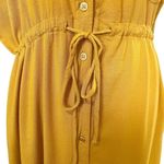 Rokoko Button Front Tie Waist Short Sleeve Midi Dress Pocket Mustard Yellow Sz M Photo 7