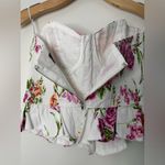 VICI , floral plum corset, zip back strapless top. L Photo 3