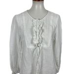 Poetry  White Cotton Long Sleeve Ruffle Front Textured Boho Blouse UK 16 US L Photo 1